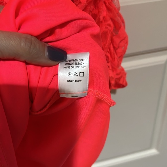 Fashion nova evelyn lace mini party dresss neon coral pink xl new - Picture 7 of 7